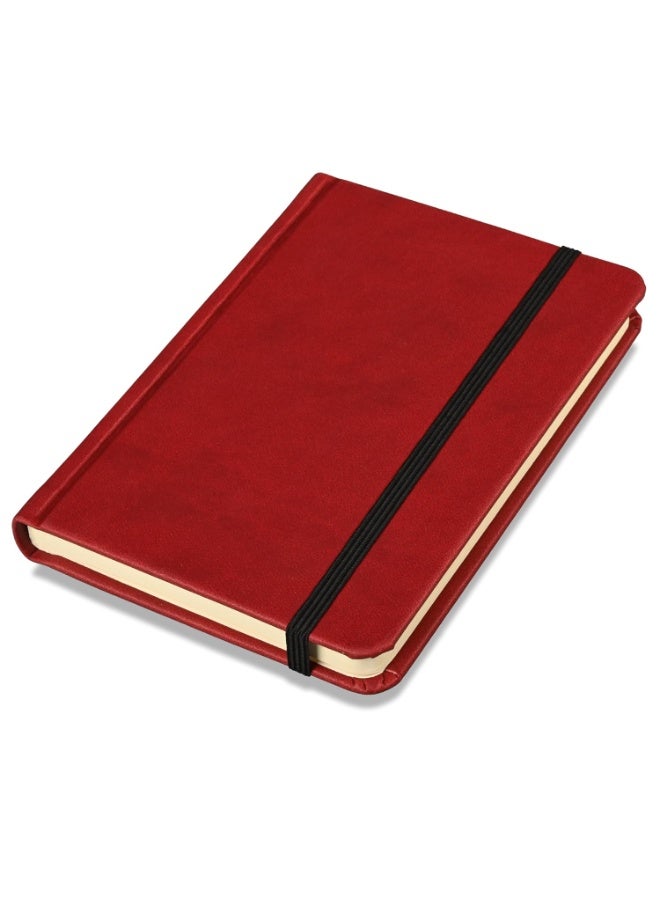 FIS® Hard Cover Notebook, Italian PU Materials, A6 Size(105x148mm),240 Pages,Plain No Ruling,Round Corners with Elastic Band Closure,70gsm Italian Ivory Paper,1 Piece, Maroon Cover Color-FSNBPL1604 - Image 1